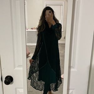 Green High low dress/kurta set